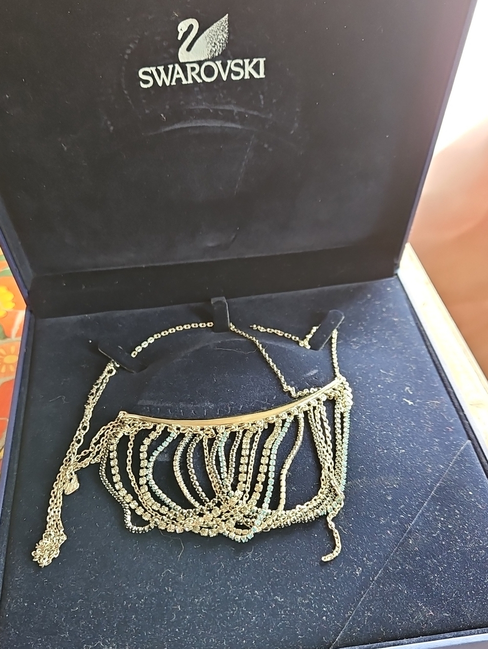 Swarovski Gold Multi-Chain Fringe Necklace